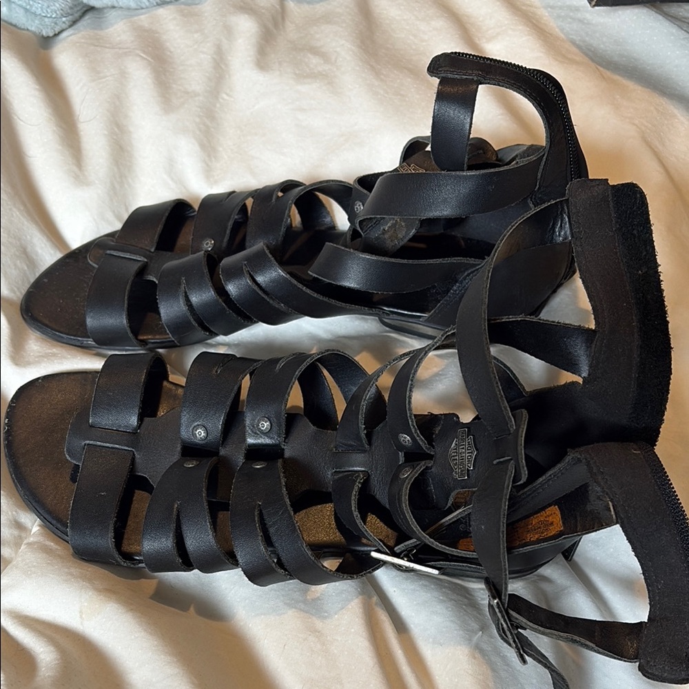 Harley-Davidson Black Sandals Gladiator Style